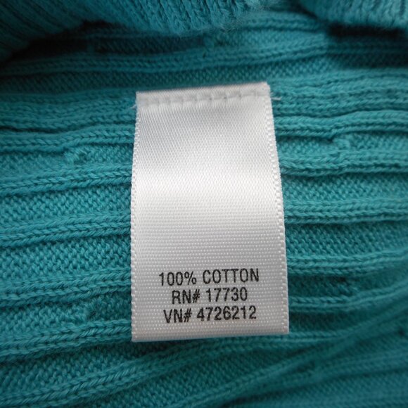Cherokee Womens size XXL Cable knit Sweater Teal Aqua Blue V-neck - Picture 8 of 9